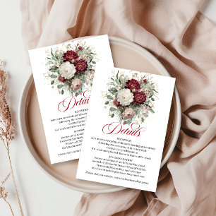 Opulent Boho Burgundy Floral Eucalyptus Info Card