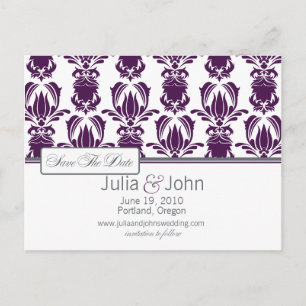 Opulent Damask Save the Date Announcement Postcard