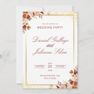 Opulent Floral Wedding Party Invitation