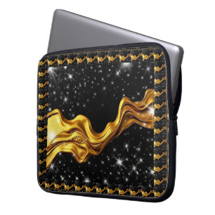 Opulent Galaxy Liquid Gold Black Monochrome Achemp Laptop Sleeve