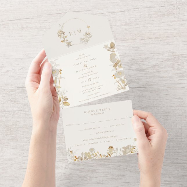 Opulent Gilded Garden Wedding All In One Invitation (Tearaway)