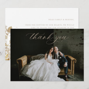 Opulent Gilded Garden Wedding Photo Thank You Card