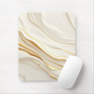 "Opulent Gold and Cream Marble Swirls" Mouse Pad