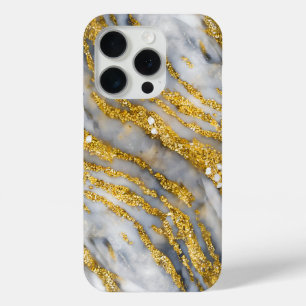 Opulent Gold and Marble Elegance iPhone 15 Pro Case