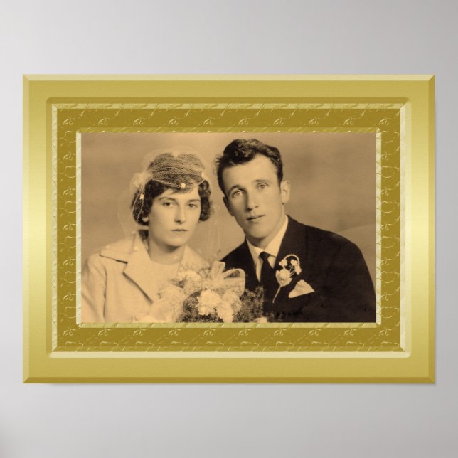 Opulent gold border frame custom photo poster (Front)