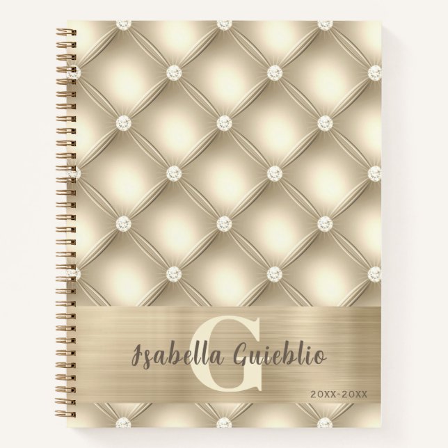 Opulent Gold Diamond Cushion Notebook (Front)