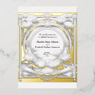 Opulent Gold Floral Motif, Wedding Foil Invitation