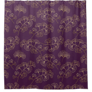 Opulent Gold Ginkgo Leaves on Dark Purple Canvas