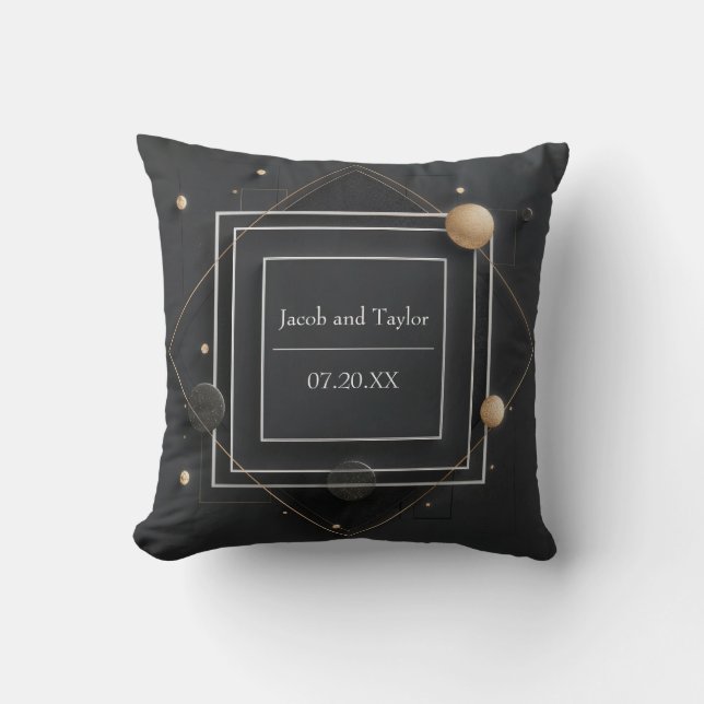 Opulent Gold Sphere Abstract Geometric Layer Throw Pillow (Front)