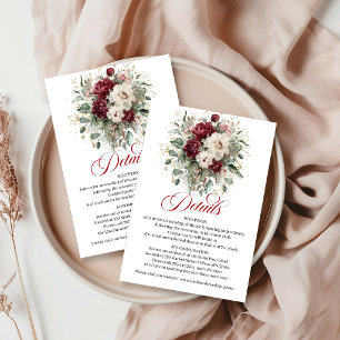 Opulent Maroon Floral Eucalyptus Gold Details Card