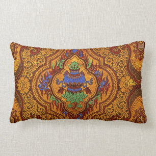 Opulent Oriental Silk Lumbar Pillow