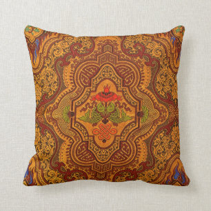Opulent Oriental Silk Throw Pillow