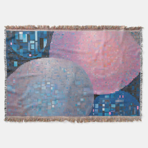 Opulent Ovals: Shades of Blue & Pink in Abstract Throw Blanket