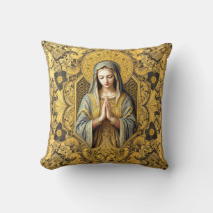 Opulent Reverence: The Holy Virgin Throw Pillow