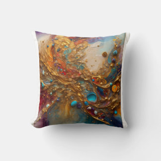Opulent Spectrum: A Masterpiece of Colour and Luxu Throw Pillow