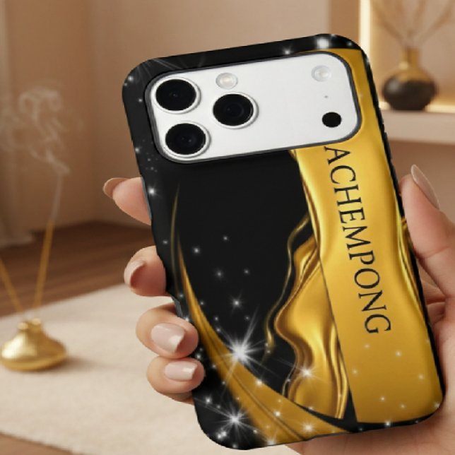 Opulent Swirl Liquid Gold Black Gilded Cosmos Ache (The ultimate in brand consistency: A custom Achempong phone case paired with matching wall art. )