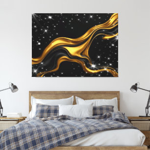 Opulent Swirl Liquid Gold Black Monochro Achempong Canvas Print
