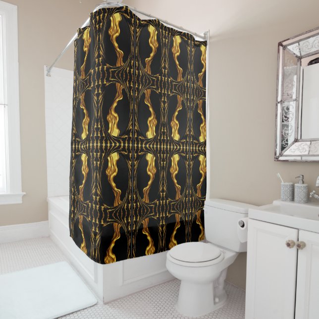 Opulent Swirl Liquid Gold Black Monochrom Designe  (In Situ)