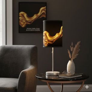 Opulent Swirl Liquid Gold Black Monochrome Art Canvas Print