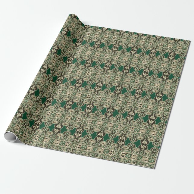  Opulent Tan and green Wrapping Paper (Unrolled)