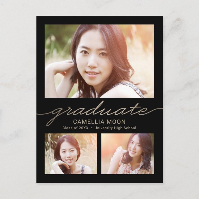Opulent Type Editable Colour Graduation Postcard (Front)