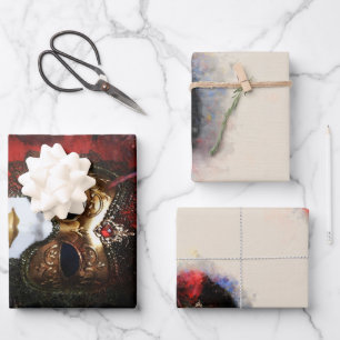 Opulent Venetian Carnival Mask Wrapping Paper 