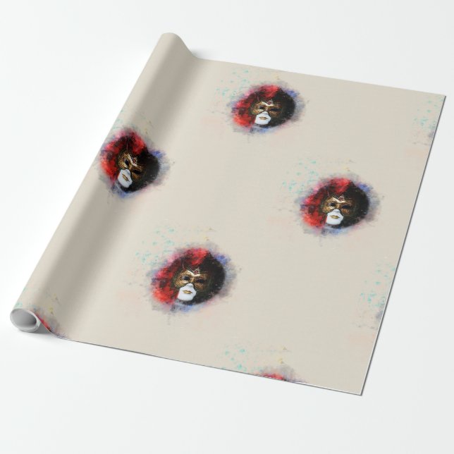 Opulent Venetian Carnival Mask Wrapping Paper  (Unrolled)