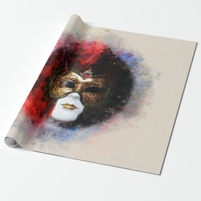 Opulent Venetian Carnival Mask Wrapping Paper  (Unrolled)
