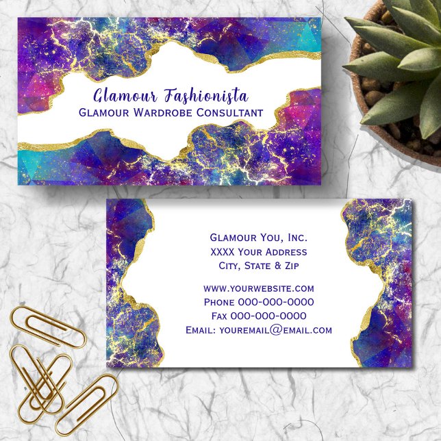 Opulent Watercolor Fire Opal Gemstone Design Business Card (Fire Opals and Gold Glitzy White Background Business Cards)
