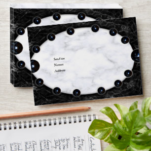 Opulent  White & Black Marble Spheres Envelope