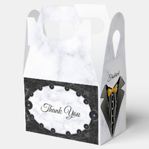 Opulent White & Black Marble Spheres Favor Box