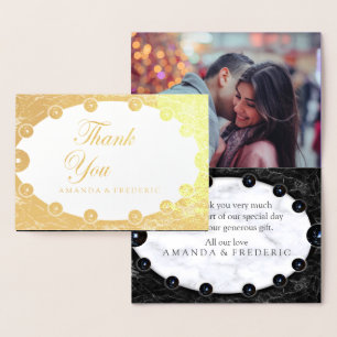 Opulent White & Black Marble Spheres Foil Card