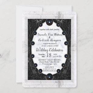 Opulent  White & Black Marble Spheres Invitation