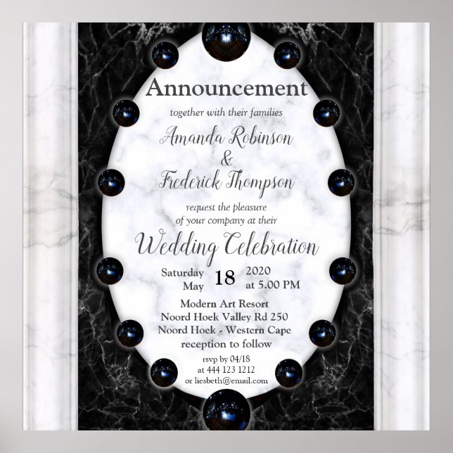 Opulent  White & Black Marble Spheres Poster (Front)