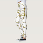 Opulent White Leggings with Golden Chains (Left)