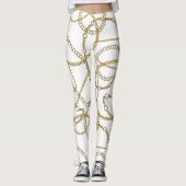 Opulent White Leggings with Golden Chains (Front)