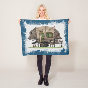 Opus 4 Pop Up RV happy camper Fleece Blanket