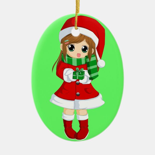 OPUS CHANGEABLE Japanese anime xmas and xmas bell Ceramic Ornament (Front)