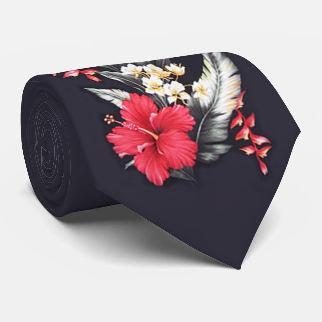 OPUS Hawaiian Royal Hibiscus - Double Sided Tie (Rolled)