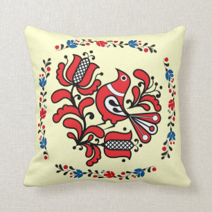 OPUS Hungarian Flower and Bird Embroidery Throw Pillow