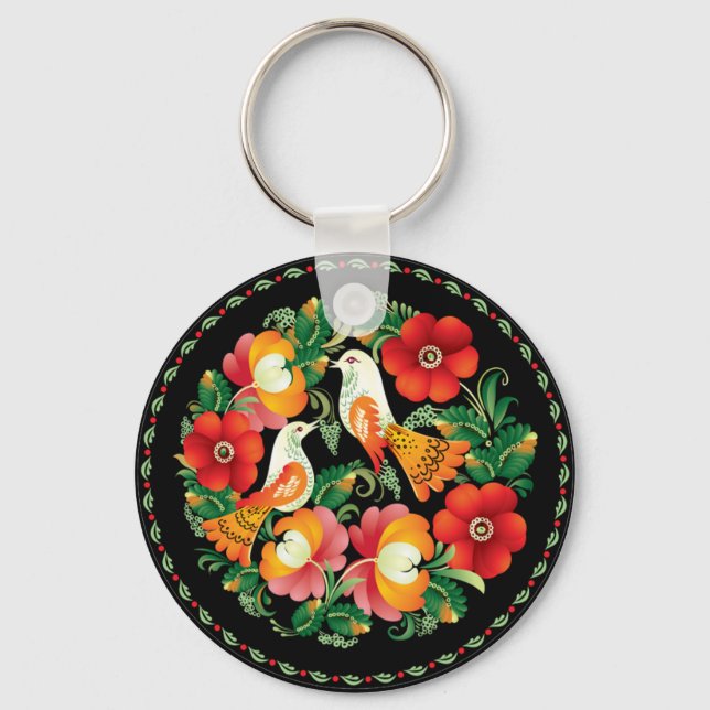 OPUS Hungarian Flower and Bird Keychain (Front)