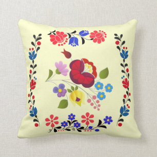 OPUS Hungarian Flower Embroidery Throw Pillow