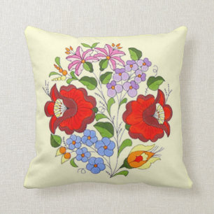 OPUS Hungarian Flower Embroidery Throw Pillow