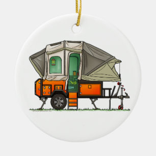 Opus Pop Up Camper RV happy camper Ceramic Ornament