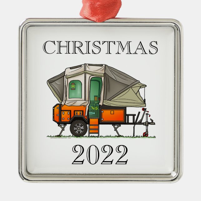 Opus Pop Up Camper RV happy camper Métal Ornement (Devant)