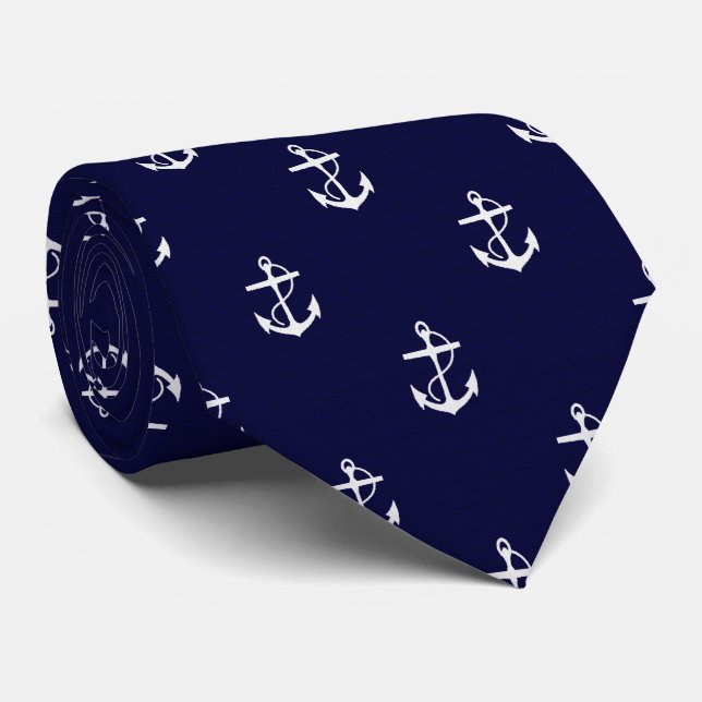 Opus Posh Anchor Nautical Custom Tie (Rolled)