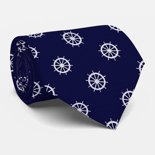 Opus Posh Nautical Ship Helm Custom Tie (Rolled)