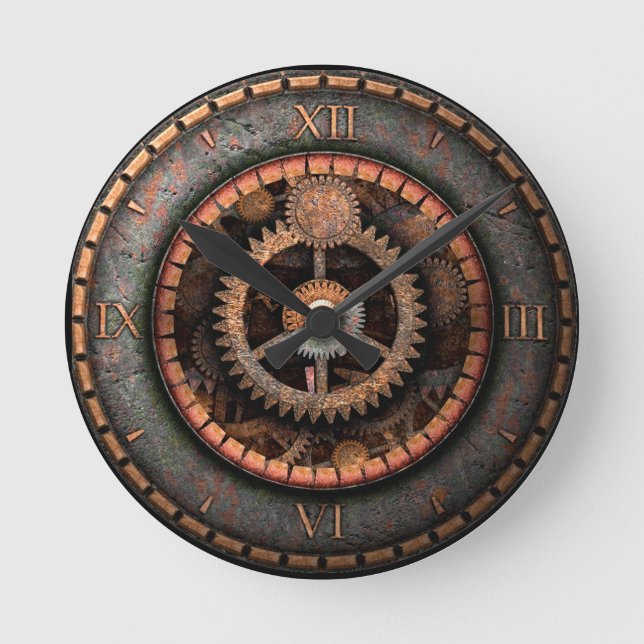 Opus Posh Steampunk Gears Round Clock (Front)