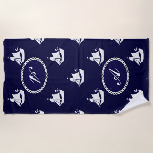 Opus Posh Tall ship Nautical Personalized Beach Towel