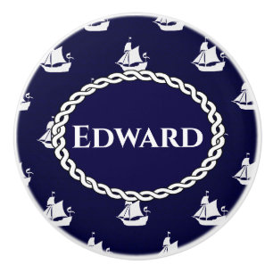 Opus Posh Tall Ships Nautical Design Ceramic Knob